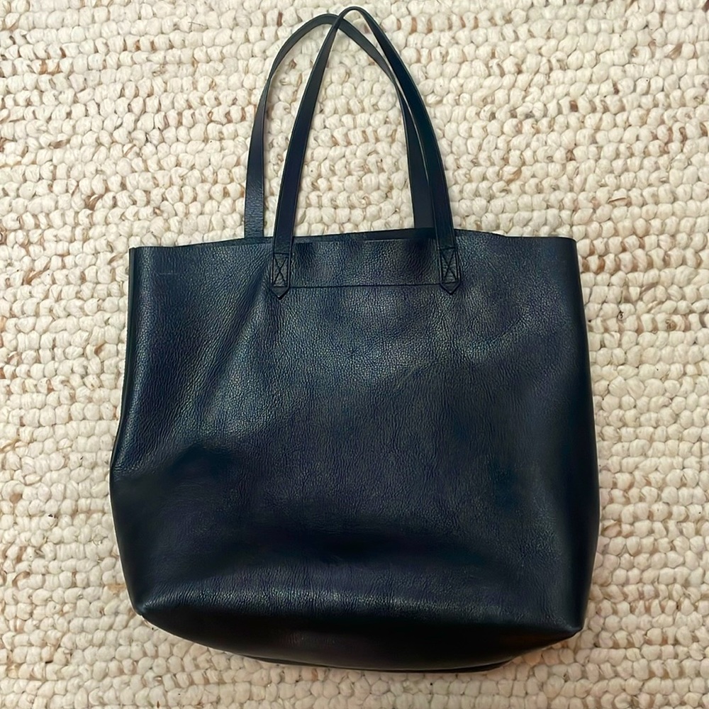 Leather Madewell black tote bag purse